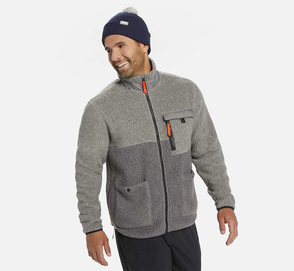 Hoka One One Fleece Sky - Men Jackets - Grey,Australia JCK-347185